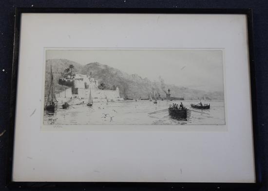 William Lionel Wyllie (1851-1931) Villefrance 6.25 x 17.75in.